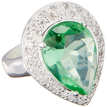 Pori Jewelers Pear-Cut Green Peridot CZ Sterling Silver Ring