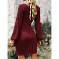 thumbnail image 3 of Weardear Women's Long Sleeve Sweater Dress 2025 Fall Crewneck Bodycon Knit Dress with Tie Waist, 3 of 5