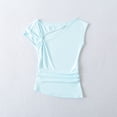 thumbnail image 2 of Women's Fashion Tops Cap Sleeve Hollow out Solid Color Cotton Tee Slim Fitted Tunic Tops Soft Comfy Clothes (S, Blue), 2 of 5