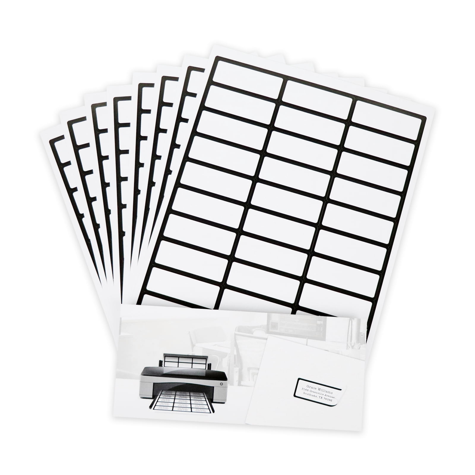 Recollections Black Border Address Label Stickers - Printable Adhesive Labels on 8.5" x 11" Sheets, Ideal for Envelopes & Invitations, 12 Pack