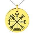 thumbnail image 3 of Stainless Steel Vegvisir Viking Compass Engraved Small Medallion Circle Charm Pendant Necklace, 3 of 4