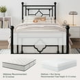 thumbnail image 5 of Amolife Twin Size Metal Platform Bed Frame with Vintage Cross Pattern Headboard&Footboard, Black, 5 of 9