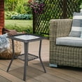 thumbnail image 6 of BOBOKY Outdoor Side Table with Storage Wicker Patio Side Table, Tempered Glass Top End Table for Balcony Porch Deck, 18"D x 18"W x 22.6"H,Grey, 6 of 8