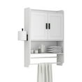 thumbnail image 3 of GZXS Bathroom Wall Mounted Storage Cabinet with 2 Doors, Adjustable Shelf, Side Roll-Paper Holder & Towel Bars, Space-Saving Over Toilet Medicine Cabinet, White, 3 of 7