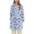 thumbnail image 2 of Wowcloth Women's Customized Flannel Robe - Heart Print Plush Fleece-Lined Hooded Long Sleepwear for Cozy Winter Nights & Home Relaxation, 2 of 6