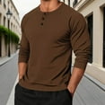 thumbnail image 2 of Feancey Men's Long Sleeve Henley Shirts Lightweight Button Collarless T-Shirt Lightweight Quick Dry Gym Workout Shirt Solid Color Basic Tees Brown XL, 2 of 6