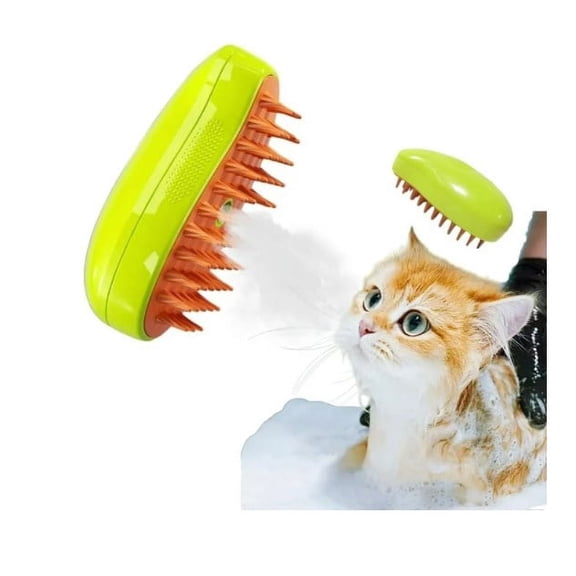 BITOUSHI Steamy Pet Brush Cat Steam Brush with Release Button 3 In 1 Cat Grooming Brush Self Cleaning Steam Spray Cat Brush for Removing Tangled and Loose Hair - Green