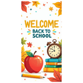 thumbnail image 2 of Colorful Welcome Back to School Banner with Apple Books Alarm Clock and Fall Leaves Decors, Backdrop for School Entrance Classroom Party Photography Props Decorations, 2 of 3
