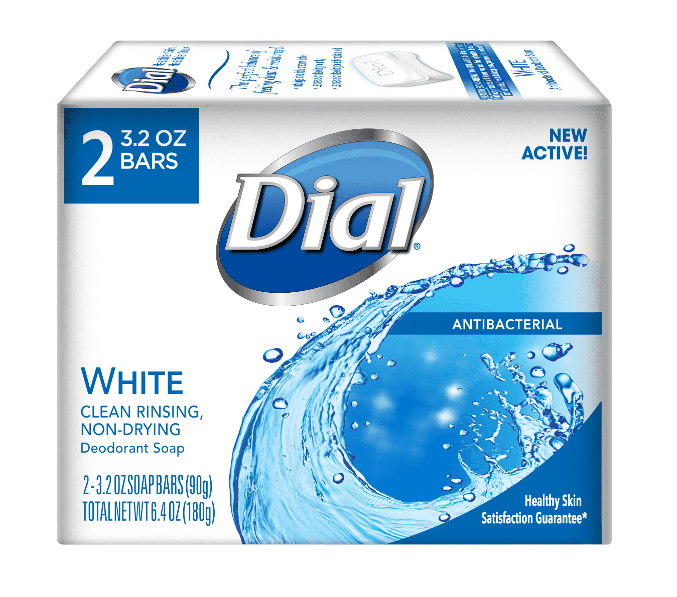 Dial Antibacterial Deodorant Bar Soap, White, 3.2 Ounce, 2 Bars