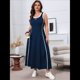 thumbnail image 4 of Vestido Midi de Verano Sin Mangas con Vuelo y Grandes para Mujer Azul Oscuro XL, 4 of 10