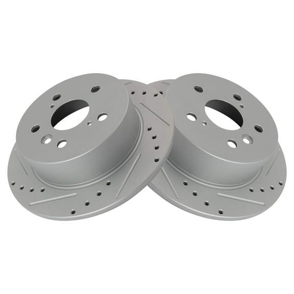TRQ Rear Performance Brake Rotors Set Solid Premium G-Coated Cross Drilled & Slotted Fits Select 2007-2012 Lexus ES350 2008-2012 Toyota Avalon 2007-2011 Camry