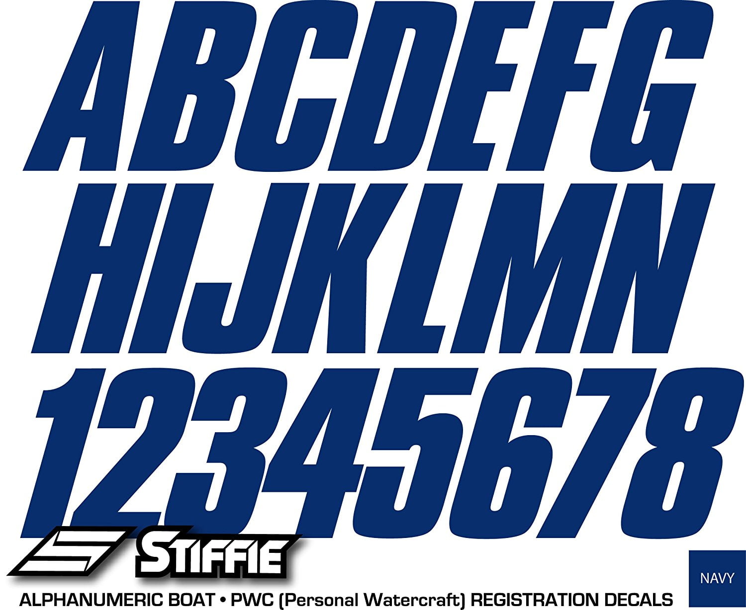 Stiffie Whipline Atomic Green//Navy 3 Alpha-Numeric Registration Identification Numbers Stickers Decals for Boats /& Personal Watercraft