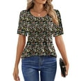 thumbnail image 4 of Fantaslook Blouses for Women Pleated Short Sleeve Tunic Tops Dressy Casual Summer Shirts, 4 of 9