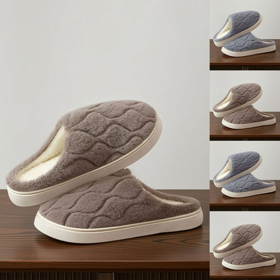 Women's Winter Slippers Indoor Flat Heel Round Toe Slip-on Warm Shoes Women Home Furnishing Outdoor Indoor Fashion Slippers