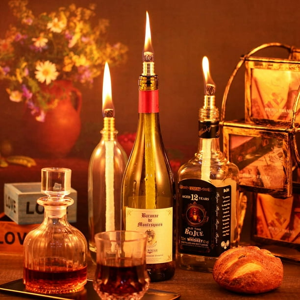 24 Pieces Wine Bottle Torch Hardware Kit Wine Bottle Torch Wick Includes 12 Soft Fiberglass Replacement Wicks Torch 12 Brass Torch Wick Holder with Washer for DIY Homemade Torch Decor 13.8 Inch Walmar...