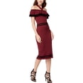 thumbnail image 1 of XOXO Womens Ruffled Choker Sweater Off-Shoulder Dress, Red, Juniors, X-Large, 1 of 1