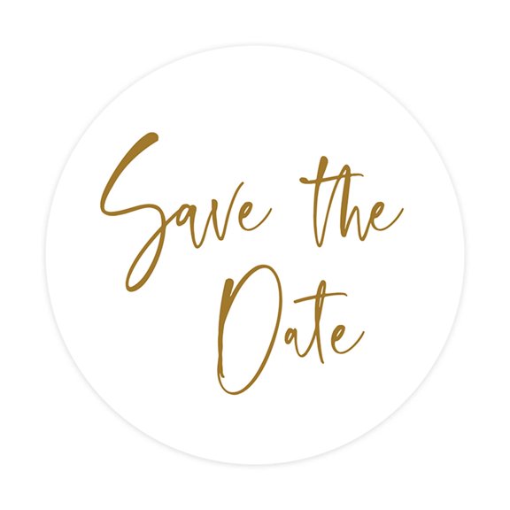 Koyal Wholesale Save The Date Round Sticker Labels, Cursive Gold Design, 2-Inch Wedding Envelope Seals, 120-Pack