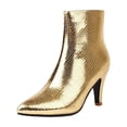 thumbnail image 3 of Women's Ankle Boots Fashion Pointed Toe Stiletto Heel Snakeskin Print Side Zipper Short Footwear for Fall Winter, 3 of 5