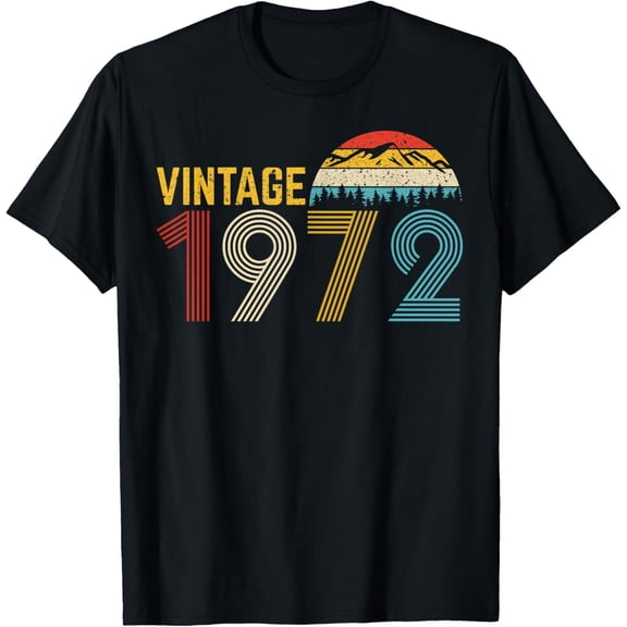 t-shirt Vintage 1972 Old Men Women Retro Birthday T-Shirt mens,black,women,funny,journey,Crew Neck, Short Sleeve,printing