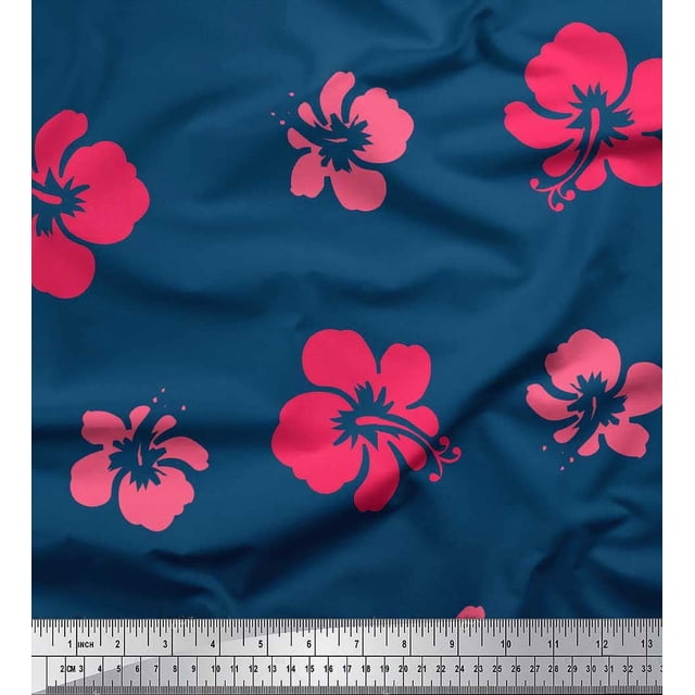 Soimoi Poly Georgette Fabric Artistic Flower Print Fabric by the Yard 52 Inch Wide
