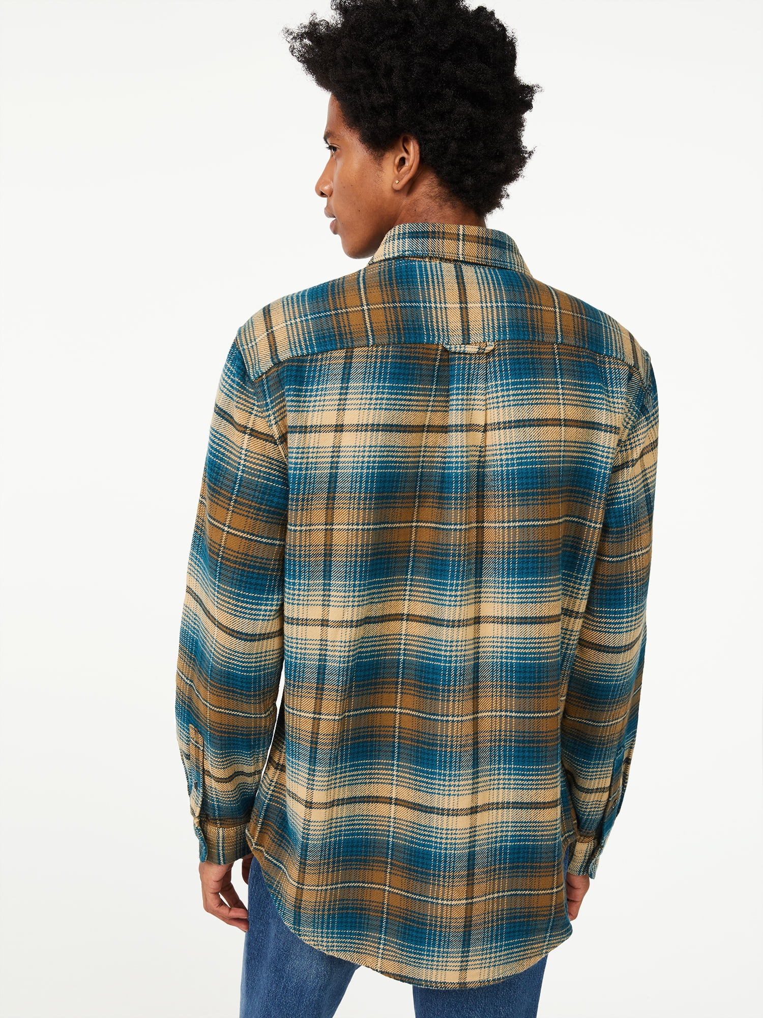 Free Assembly Men's Two-Pocket Flannel Shirt