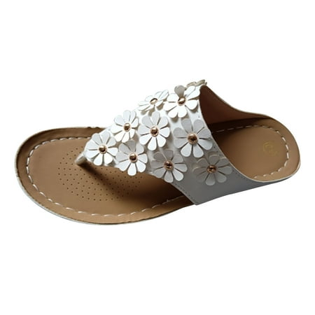 

Flip Flops Slippers Women Floral Slip On Walking Thong Sandals Casual Orthopedic Wedge Sandals with Arch Support