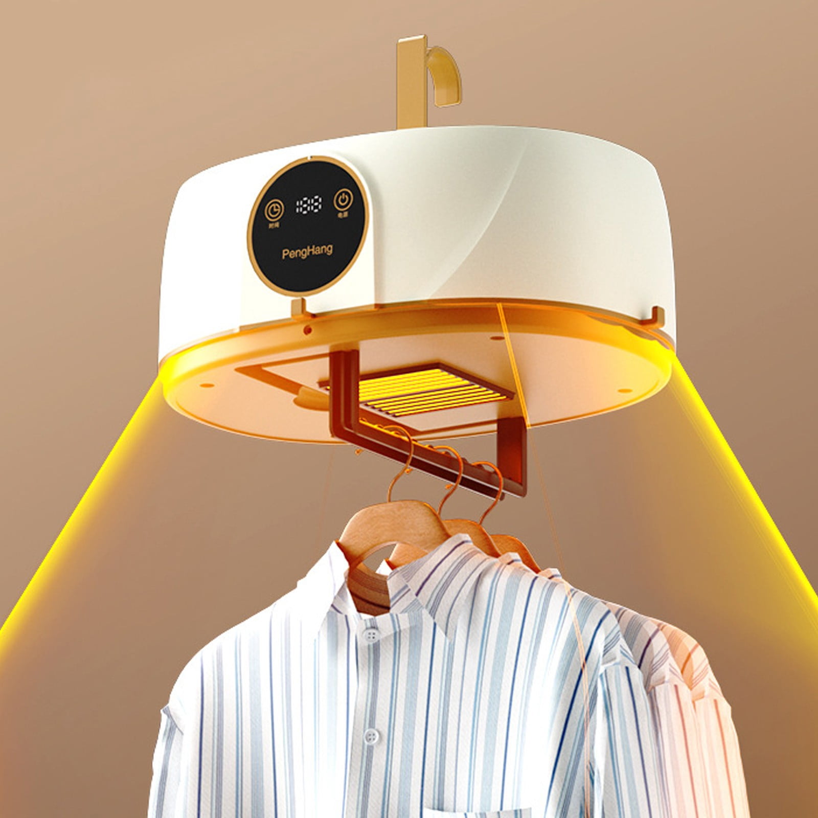 Automatic Ironing Machine,Upgraded Portable Garment Steamer for Travel/Apartment,Portable Clothes Dryer Wireless,Hands Free Ironing Machine,Indoor/Outdoor Use(Beige)