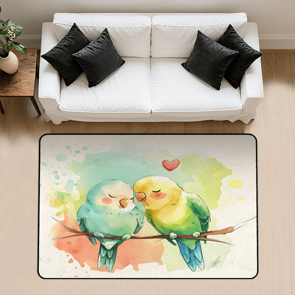 CURLYOOT Parrot Bird Area Rug 3x5 Ft Rugs for Entryway Entrance Kitchen, Washable Non Slip Tropical Animal Colorful Indoor Floor Carpet for Bedroom Living Room