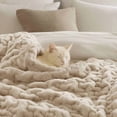 thumbnail image 6 of Solid Ruched Faux Fur Throw (50"x60") - Reverse Ultra-Soft Faux Mink, 2-Sided Use | Oeko-Tex Certified, Machine Washable, 6 of 19