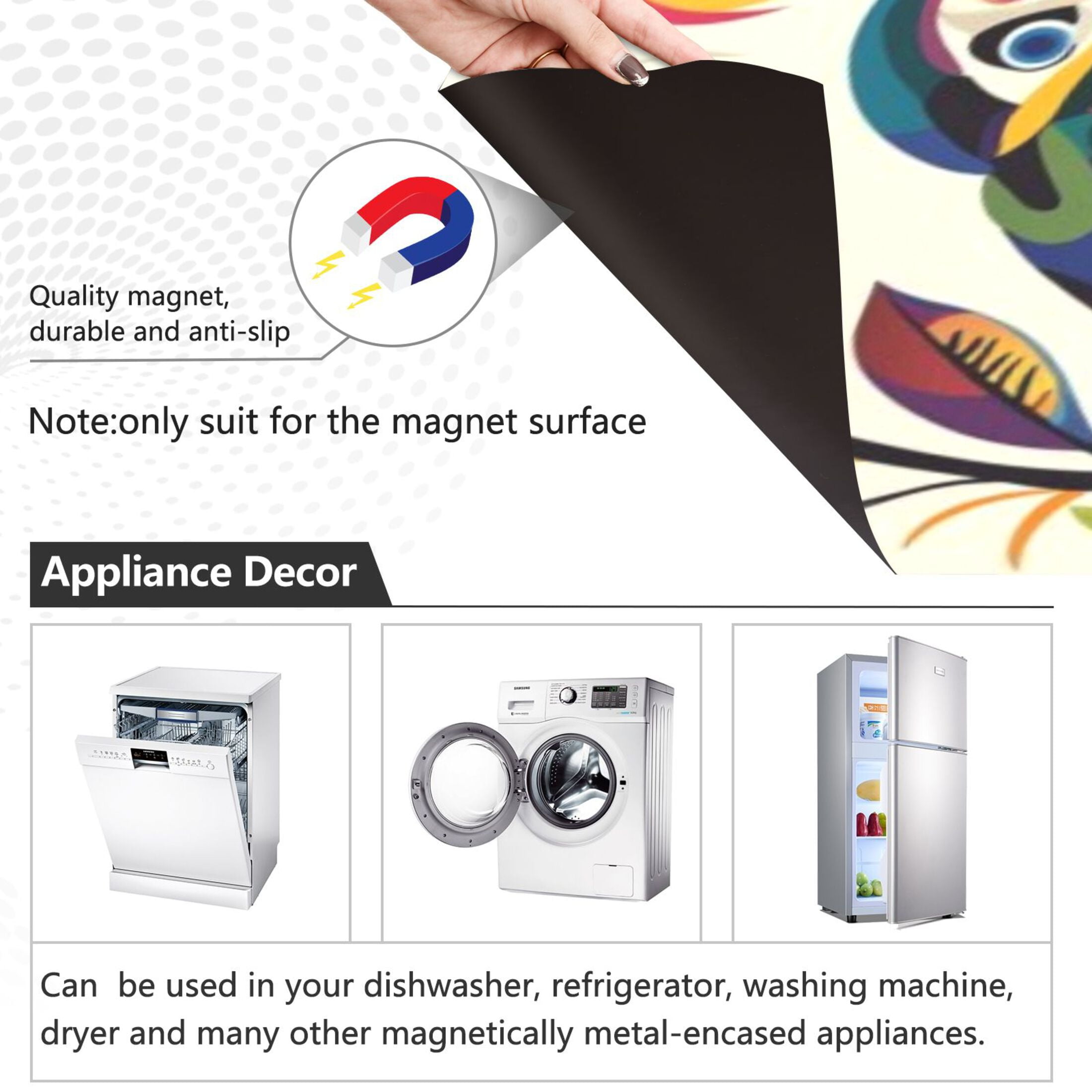 Dishwasher Magnetic Sticker 23x26 Inch Refrigerator Magnetic Sticker Washing Machine Magnetic Sticker Kitchen Panel Magnetic Sticker Home Decor Colorful Bird Flock