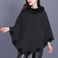 thumbnail image 2 of YYDGH Women's Batwing Sleeve Cardigan Shawl Faux Fur Trim Cloak Poncho Sweater Cape Oversized Winter Cape, 2 of 5
