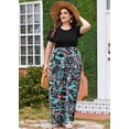 thumbnail image 2 of SHOWMALL Plus Size Summer Maxi Dress for Women Cyber Neon Abstract Floral 3X Short Sleeves Crewneck Casual Bohemian Beach Dress Full-Length Floral Long Sun Dresses with Pockets, 2 of 5