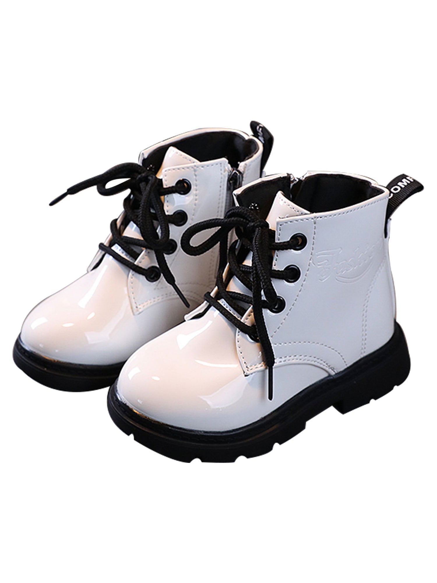 SHINY KIDS Ankle Girls Womens boots Fur lined GRIP SOLE ARMY COMBAT WINTER SHOES 