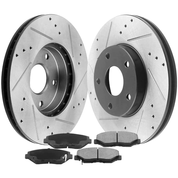 Afa Motors Rear Brake Rotors 350mm Drilled Slotted Design Brake Rotor & Ceramic Pads Fits for Jeep Grand Cherokee 2011-2020, Dodge Durango