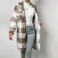 thumbnail image 6 of Bovemsi Trench Coats Women'S Autumn Or Winter Button Down Lapel Plush Plaid Coat Loose Long Fall Winter Clothes L, 6 of 7