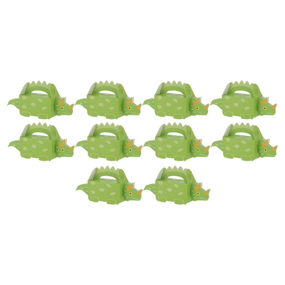 Unique Bargains 10 Pcs Gift Boxes Cartoon Dinosaur Handheld Favor Boxes 6.69"x1.57"x2.95" Green