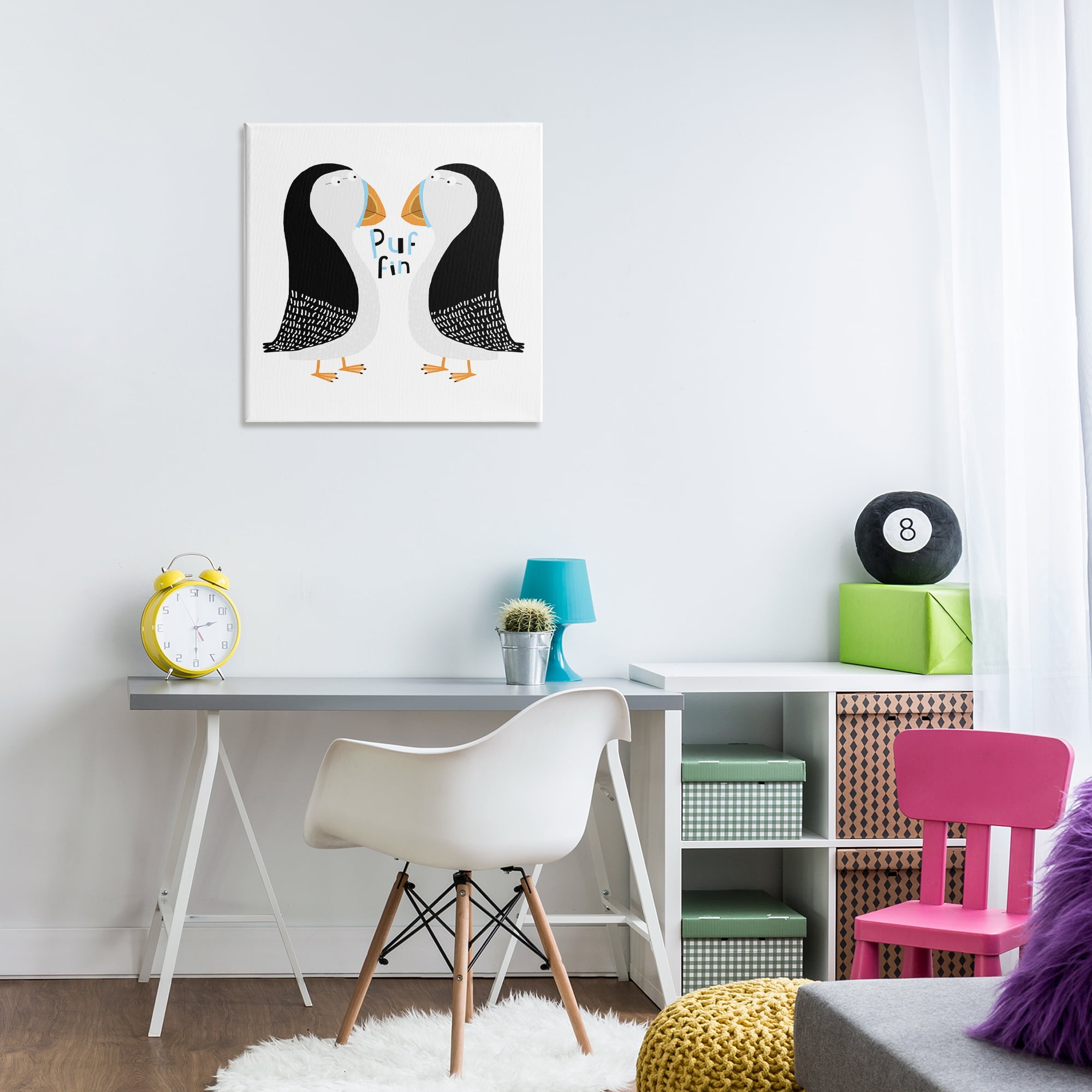 Stupell Industries Puffin Bird Duo Animals Painting Wrapped Canvas Art Print Wall Art, 24 x 24