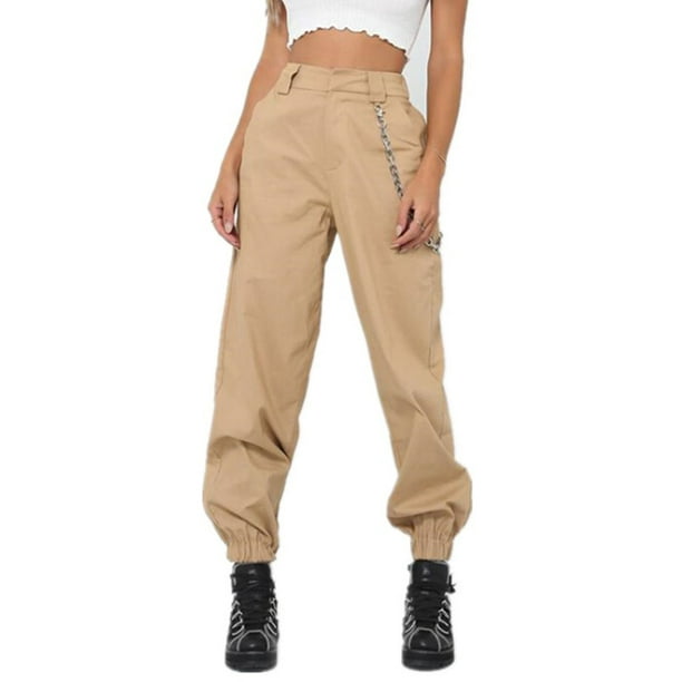 Calsunbaby - Women High Waist Hip Hop Dance Tapered Cargo Jogger Pants ...