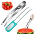 thumbnail image 2 of QDXFX Watermelon Cutter Slicer Stainless Steel Fruit Splitter with Safe Grip Melon Slicers Tool Kitchen Gadget,C, 2 of 8
