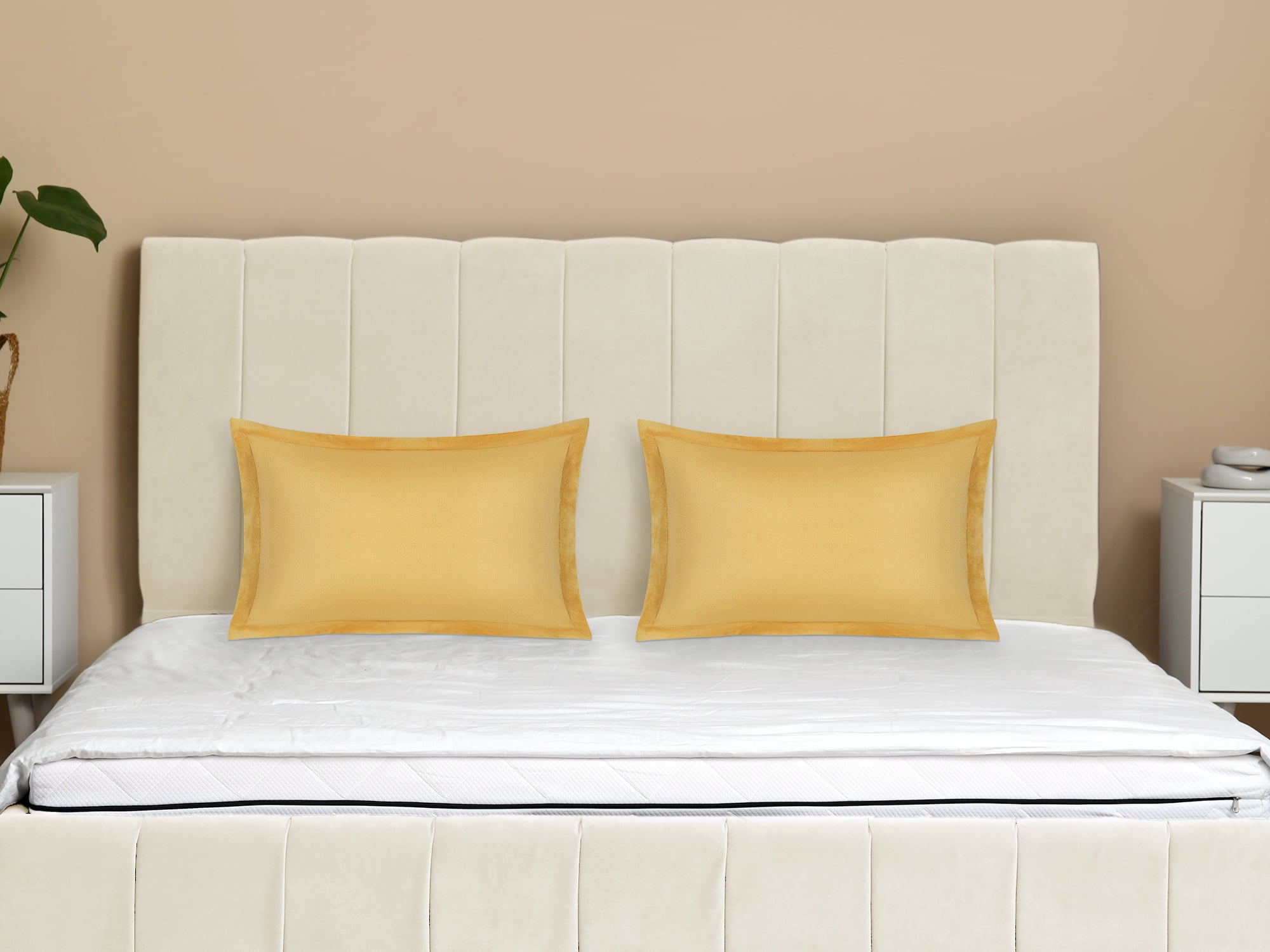 Unique Bargains Velvet Pillow Cases Pillow Covers with Zipper Closure 2pcs Queen Khaki