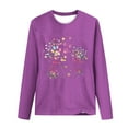 thumbnail image 4 of Women's Graphic Long Sleeve Tops Funny Print Crew Neck Casual Loose Sweatshirts Valentine Day Tee Gift to Ladies(Purple,S), 4 of 5