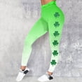 thumbnail image 2 of Ierhent Compression Leggings for Women Plus Women Tummy Control St. Patrick's Day Leggings Shamrock High Waisted Yoga Pants Clover Leaves Soft Tights Workout Yoga Pants Green,2XL, 2 of 5