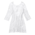 thumbnail image 3 of Plebaso Robe de Plage au Crochet pour Femme, Dos Nu, Maillot de Bain, Manches 3/4, Paréo de Bikini, Robe Courte, 3 of 7