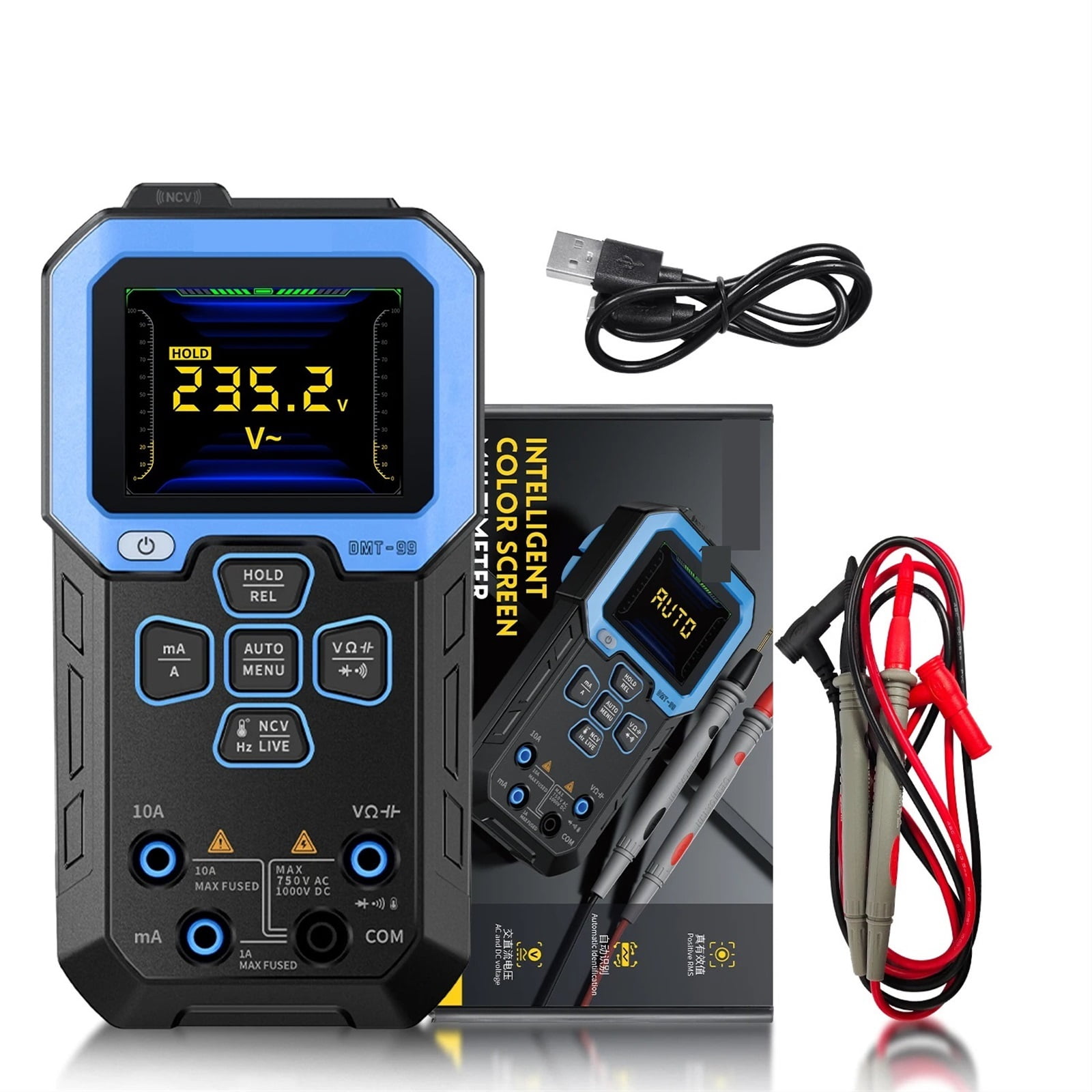 DMT-99 Digital Multimeter True RMS 10000 Counts Resistance Capacitance Frequency Temperature Current Voltage NCV Tester ,Accurate and Speed