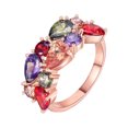 thumbnail image 1 of WYW Rainbow Ring Wedding Band For Women Rainbow Multi Color Created-Gemstone Ring, 1 of 1
