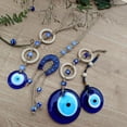 thumbnail image 2 of 2pcs Good Luck Charm and Protection Blue Evil Eye Car Hanging Ornament,Rear View Mirror Accessories Evil Eye Keychain Car Bags Pendant Home Decor (Horseshoe Blue Rope), 2 of 9