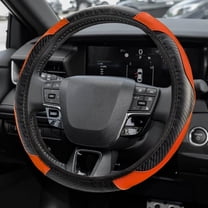 Car Steering Wheel Cover, 14.5-15 Inch Carbon Fiber Leather Elastic Car Steering Wheel Protector, Anti-Slip Steering Wheel Soft Cover Mats, Auto Accessories for Vehicles, Orange
