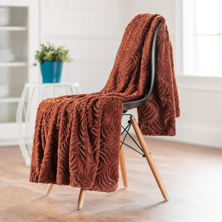 Chanasya Soft Textured Rust Faux Frost Tip Fur and Velvety Mink