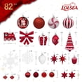 thumbnail image 6 of Lolsea 82pcs Christmas Balls Ornaments Set, Shatterproof Plastic Decor for Xmas Tree with Hanging Strings, Red & White, 6 of 8