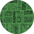 thumbnail image 1 of Ahgly Company Indoor Round Patchwork Emerald Green Transitional Area Rugs, 5' Round, 1 of 4